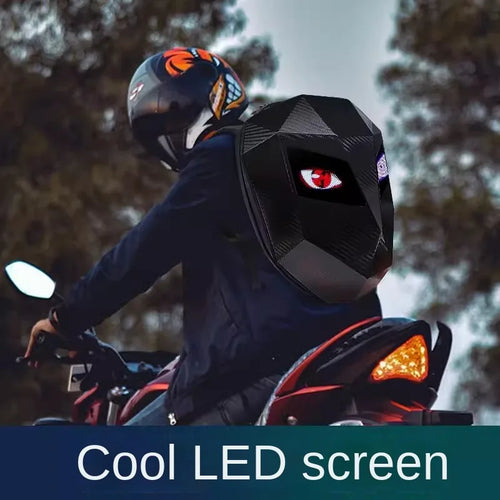 LED Motorcycle Rider Backpack Glowing Eyes