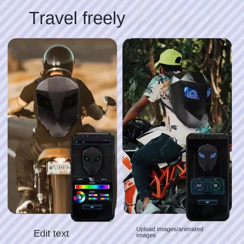 LED Motorcycle Rider Backpack Glowing Eyes