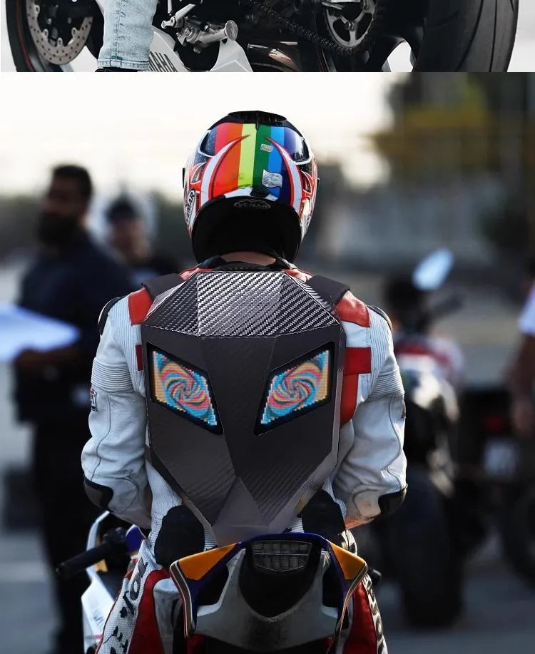 LED Motorcycle Rider Backpack Glowing Eyes