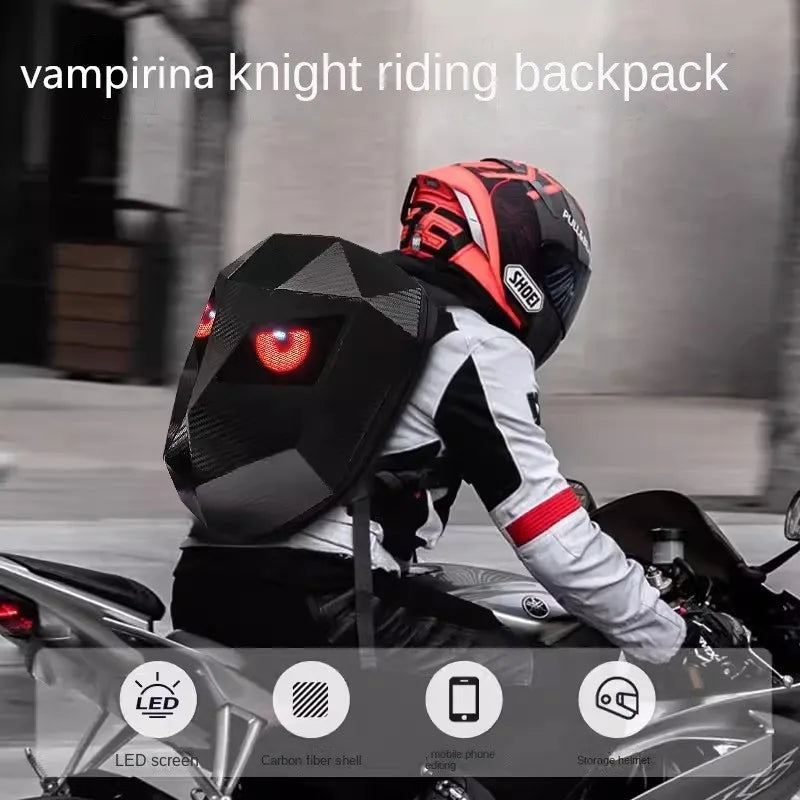 LED Motorcycle Rider Backpack Glowing Eyes